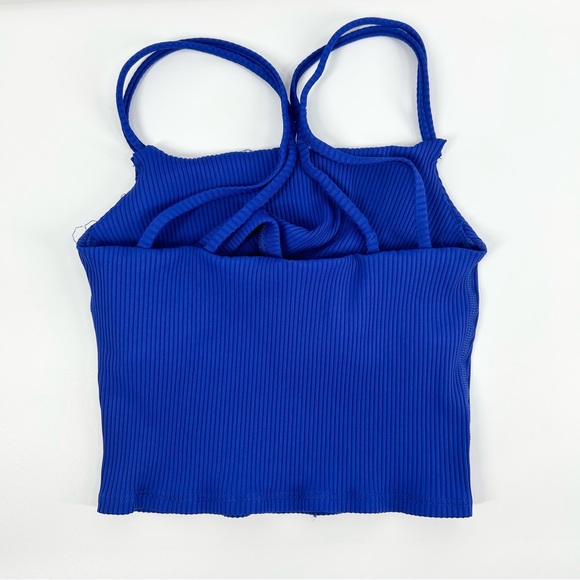 Carbon38 Blue Ribbed Athletic Crop Top - Picture 2 of 6